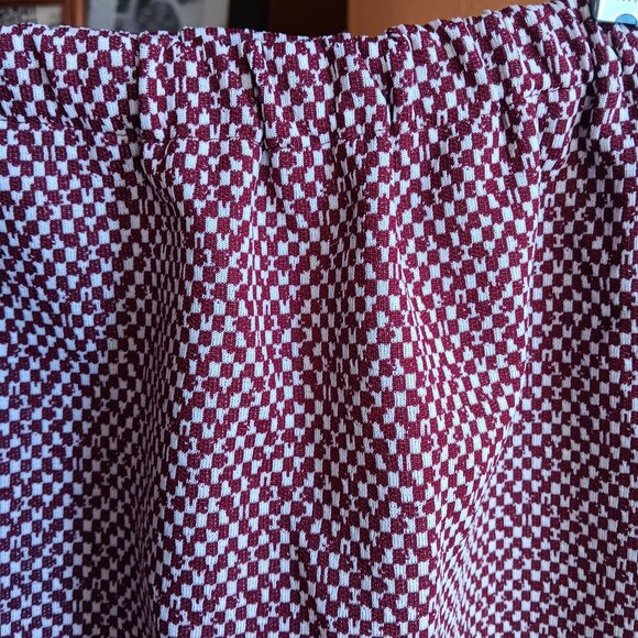 sz 18 Vintage 1980s Womens Skirt BURGUNDY CHECKER PRINT STRETCH KNIT MOD SKIRT - Picture 3 of 6